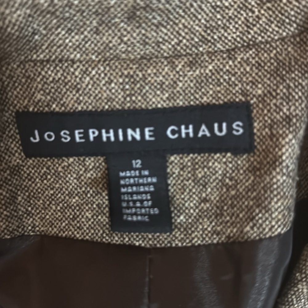 Josephine Chaus Two Piece 1 button fully lined skirt and jacket brown tweed suit - Picture 7 of 13